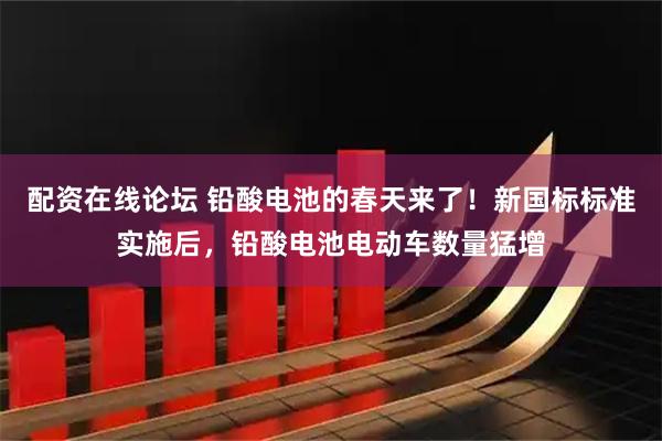 配资在线论坛 铅酸电池的春天来了！新国标标准实施后，铅酸电池电动车数量猛增